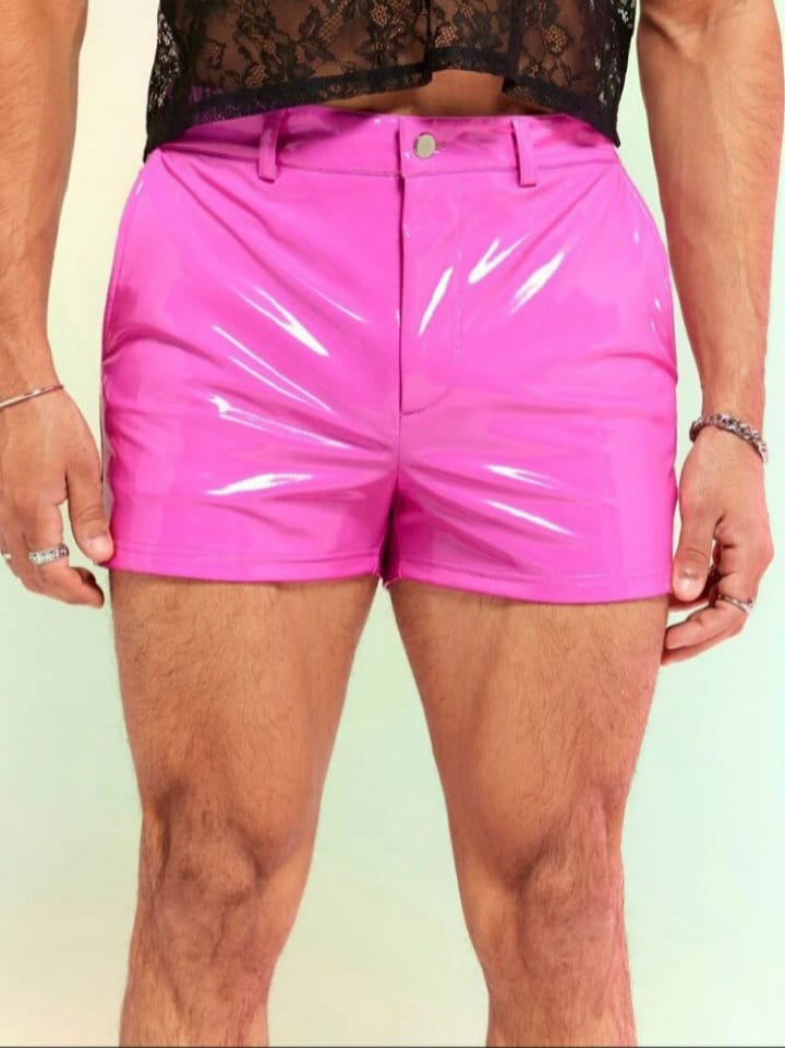 Bonga Boys Manfinity Men's Solid PU Leather Pink Shorts